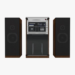 80s Stereo System With Turntable and Cassette Player Circa 1985