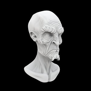 3D Ancient Alien Bust 3D Print Model Mythic Extraterrestrial Sculpture model