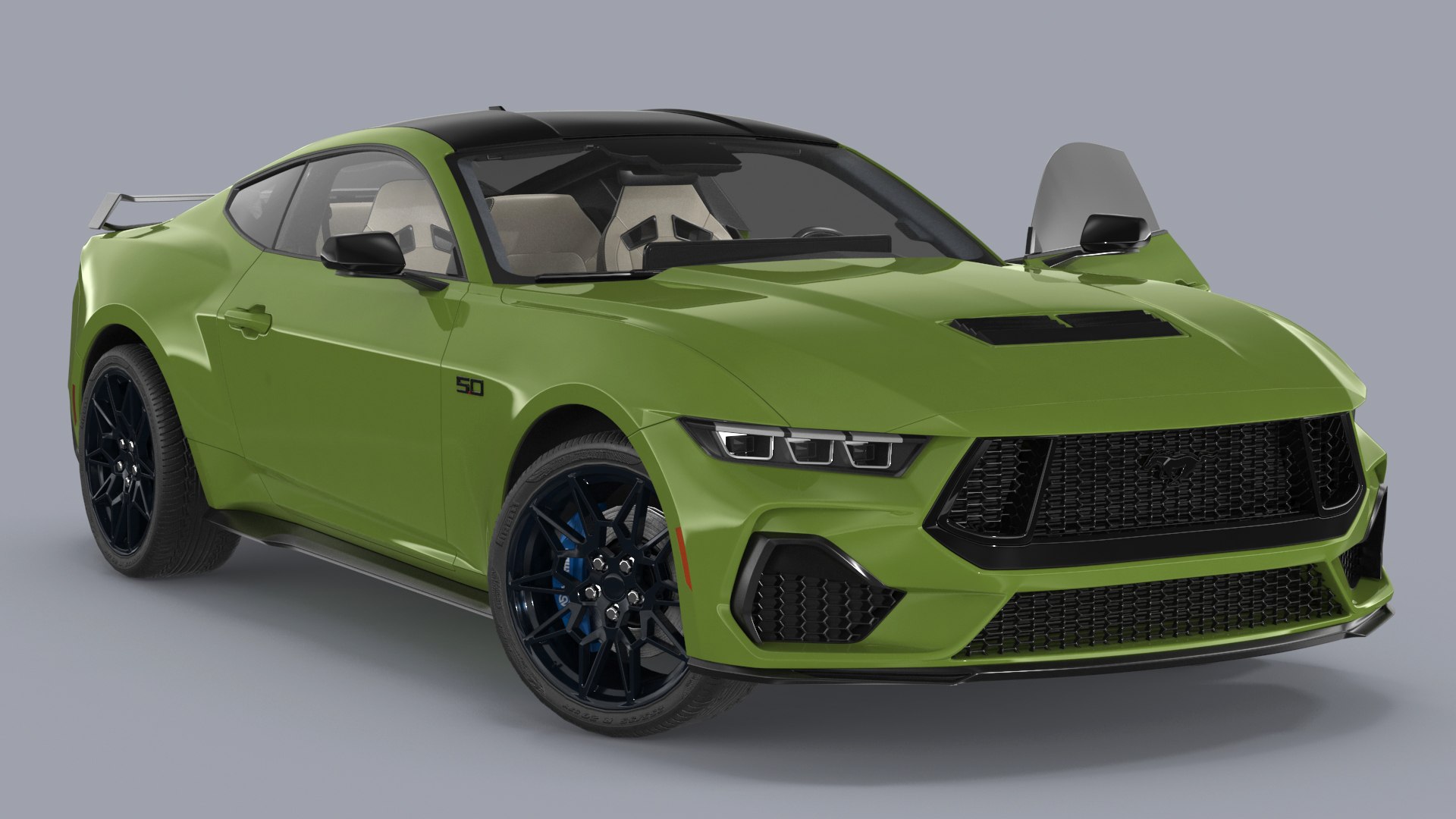 Ford Mustang 2024 Green Rigged 3D model preview