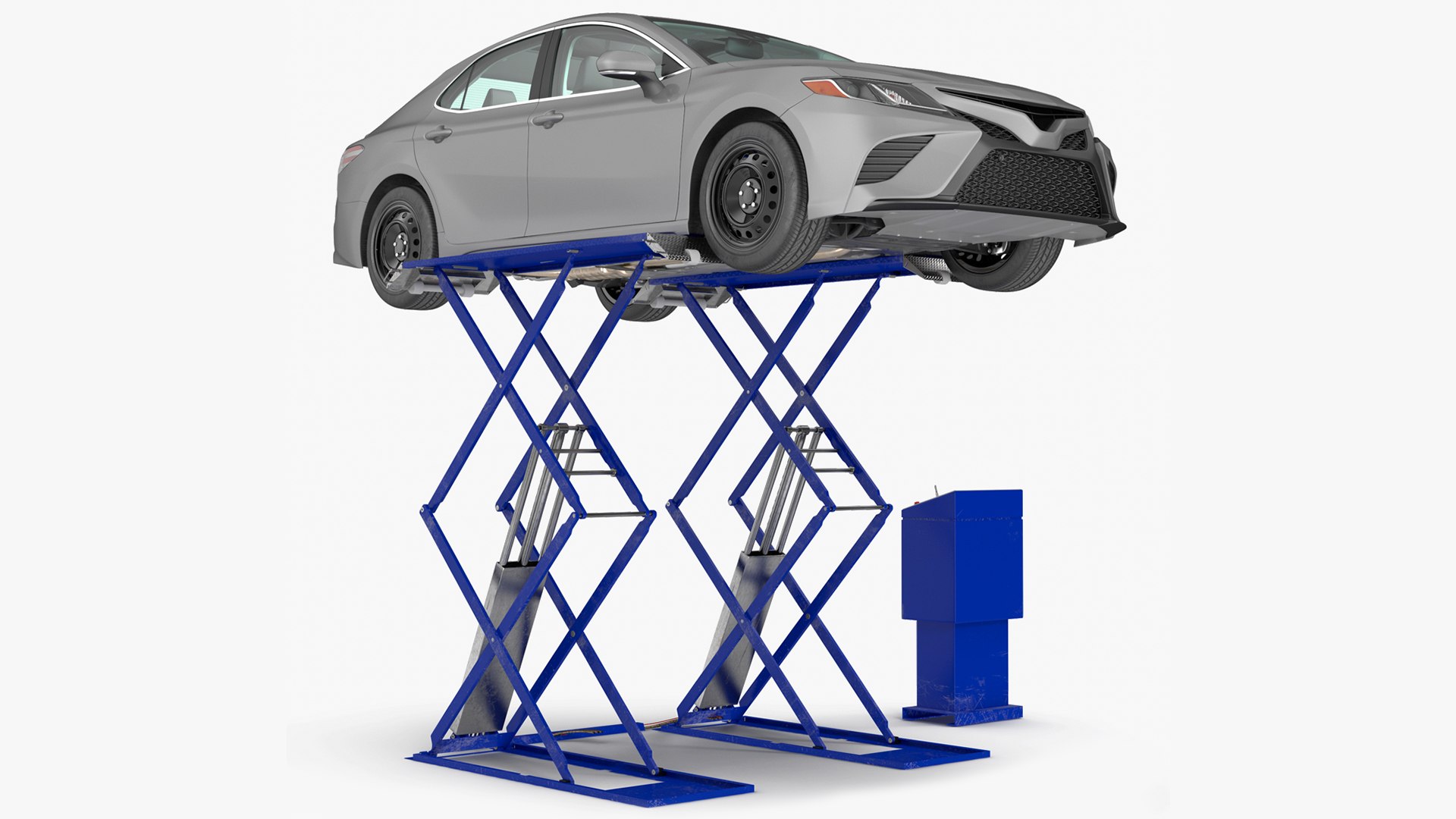 Automotive Scissor Lift with Sedan 3D model preview
