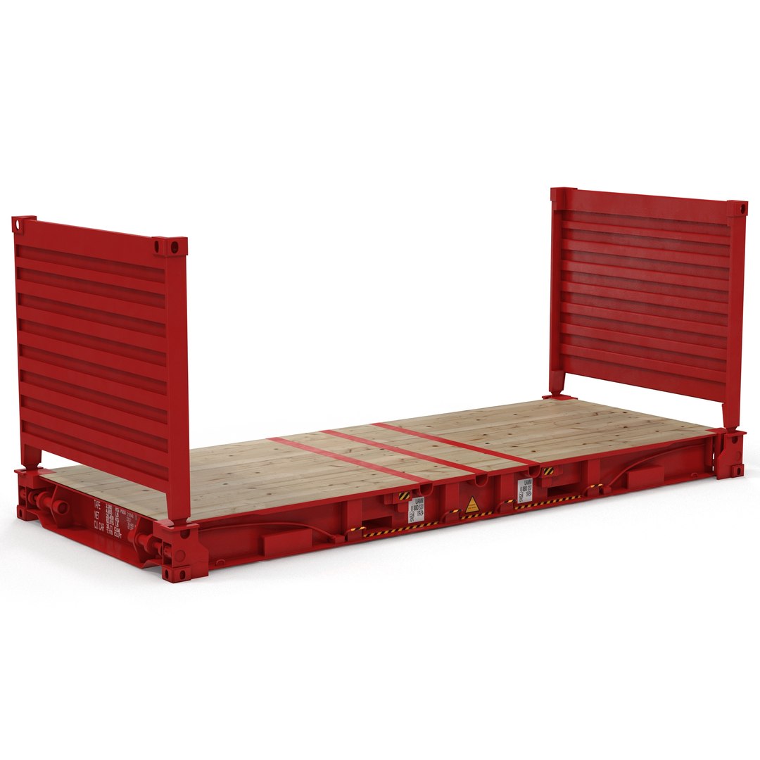 Flat Rack Container Red 3D Model 3D model preview