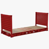 Flat Rack Container Red 3D Model
