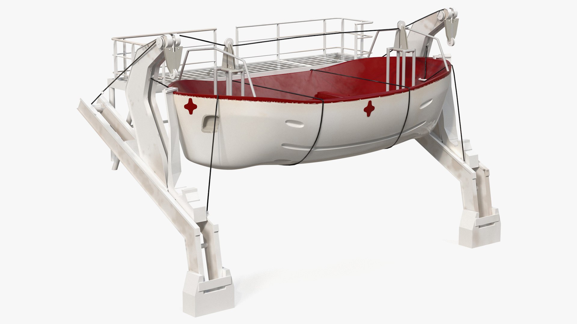 Hydraulic Rescue Boat Davit 3D model preview