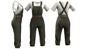 3D Retro Overall With T-Shirt model