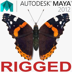 Vanessa Atalanta Butterfly Rigged for Maya