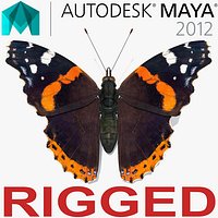 Vanessa Atalanta Butterfly Rigged for Maya