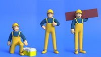 Minimal Builder Cartoon Character