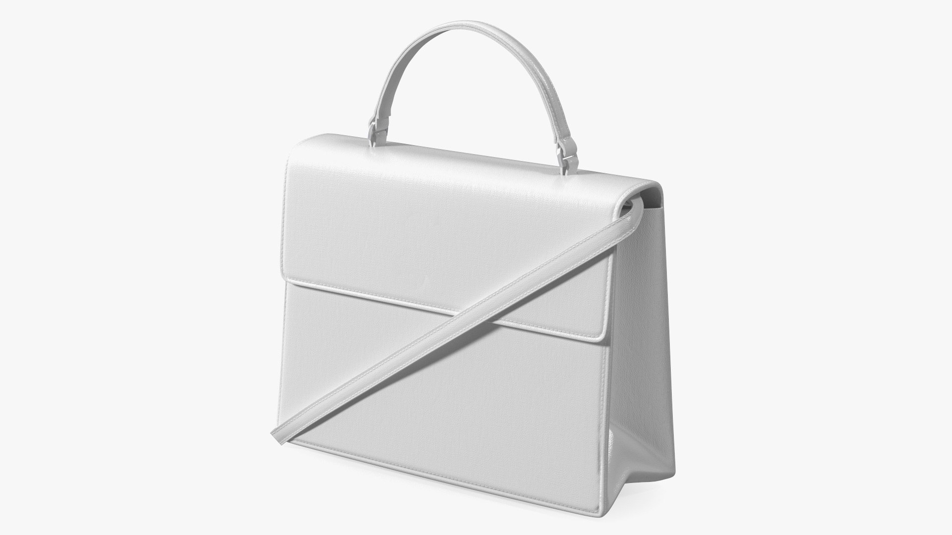 Designer Leather Woman Handbag White 3D model preview