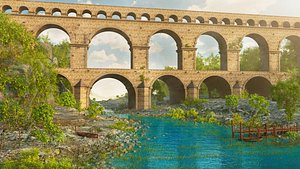 Pont du Gard Environment 3D model