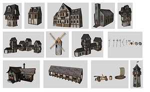 medieval games buildings 3d model