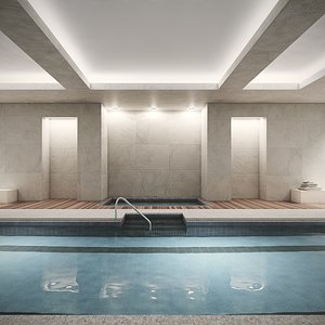 Indoor Swimming Pool Spa Interior Scene V6