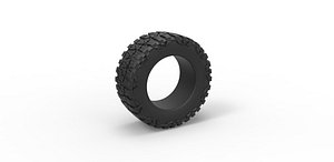3D Diecast mud tire Scale 1 to 10 model
