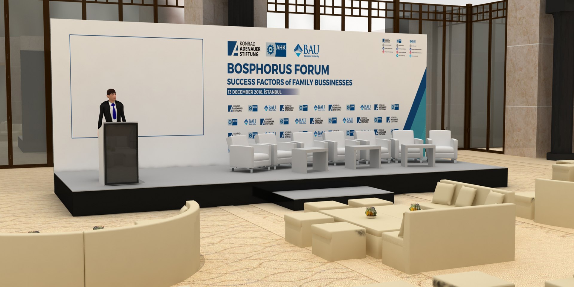 Meeting Stage Seating Arrangement 3D Model - TurboSquid 1535354