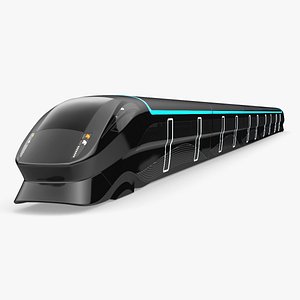 3D Futuristic Train with Cars Black