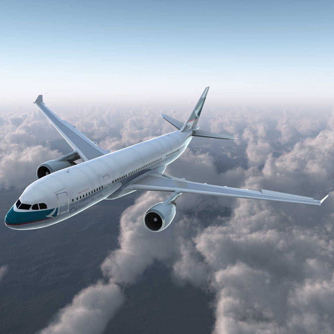 Jet Airliner Airbus A330-200 Cathay Pacfic Rigged 3D Model 3D model preview
