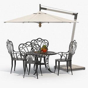 3D model Garden Furniture under Patio Umbrella