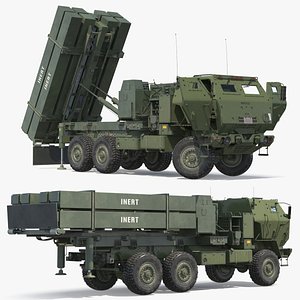 3D MEADS Tactical Air Defense Missile Vehicle Green Rigged model