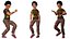 漫画 3D リグ アフリカ かわいい アフロ ヘア ガール キャラクター 3D モデル