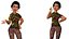 漫画 3D リグ アフリカ かわいい アフロ ヘア ガール キャラクター 3D モデル
