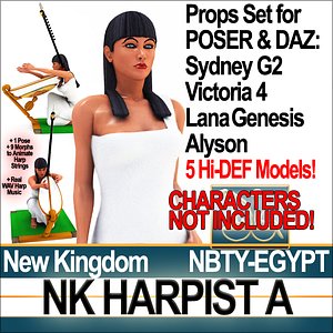 Props Set Poser Daz for Ancient Egypt Harpist NK A