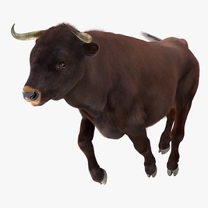 3D bull running pose fur