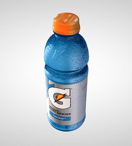 3D blue bottle plastic l