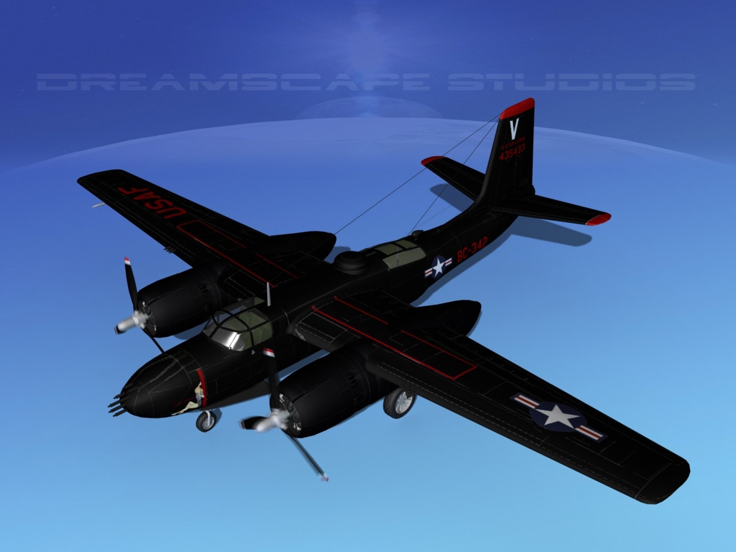 Douglas B-26b B-26 Bomber 3d Model