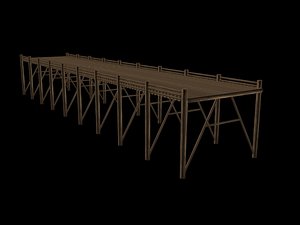 free wooden bridge 3d model