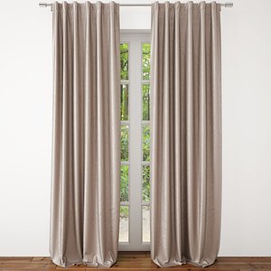 3D model luster velvet curtain