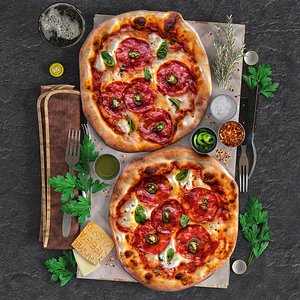 3D pizza tomatoes food
