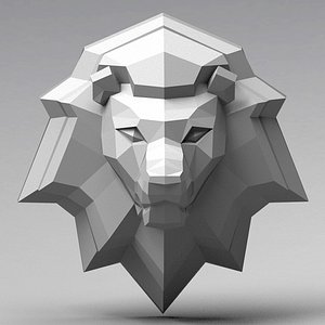 3D Polygonal lion head