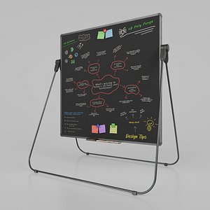 3D Customizable U-Stand Blackboard Square Writing Board model
