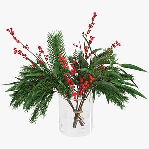 Christmas Bouquet Faux Juniper  Berry Bundle 3D model