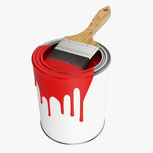 3D Paint bucket opened with brush 02
