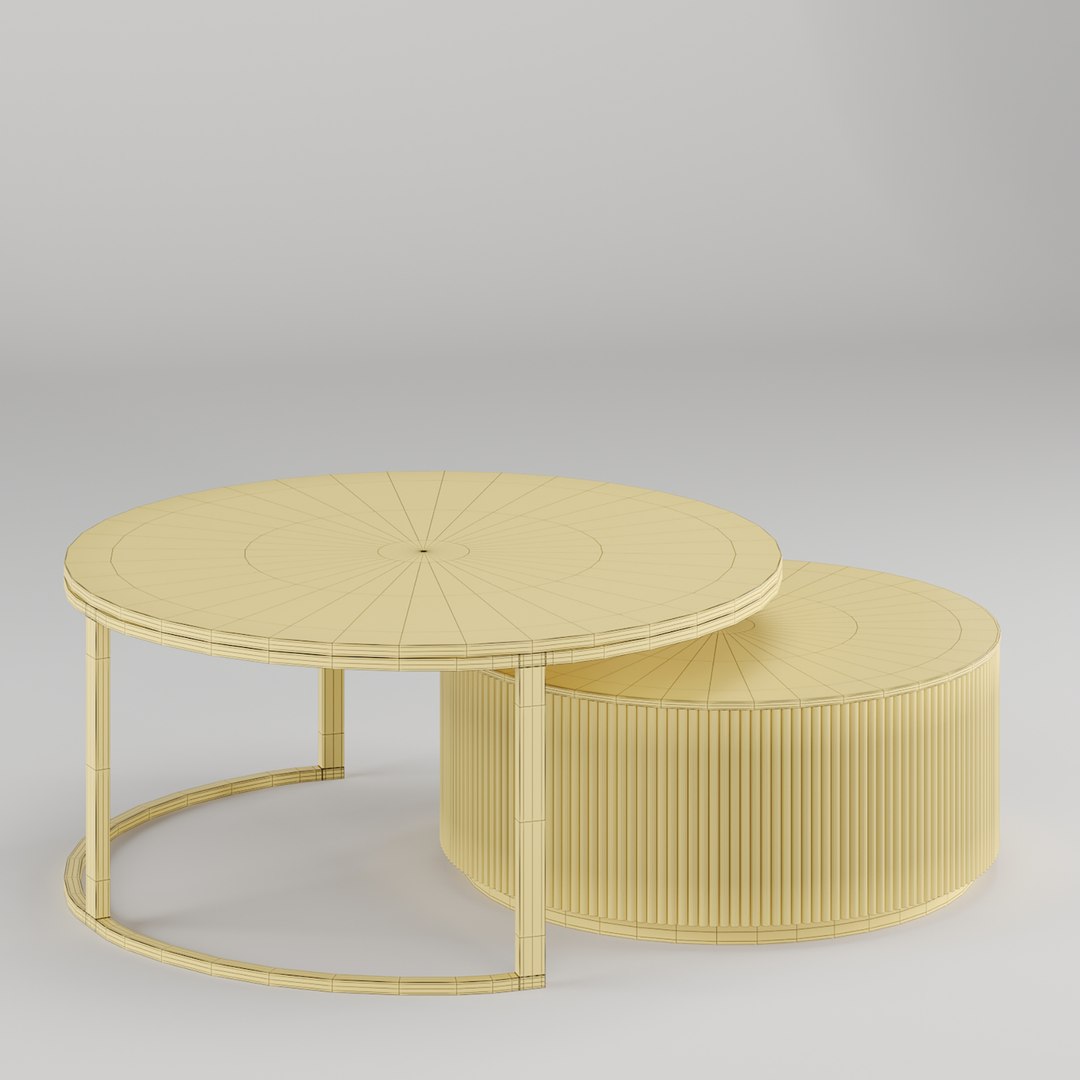 3D Round Modern Stone Top Nesting Coffee Table Model - TurboSquid 2186775