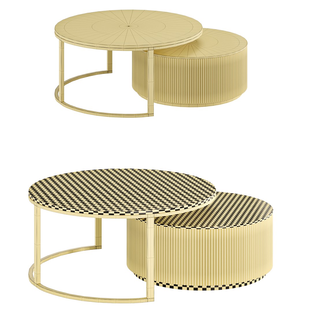 3D Round Modern Stone Top Nesting Coffee Table Model - TurboSquid 2186775