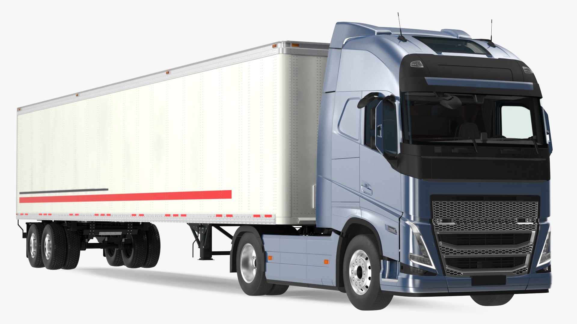 Cabover 4x2 Lorry with Trailer 3D model preview
