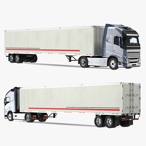 Cabover 4x2 Lorry with Trailer 3D model