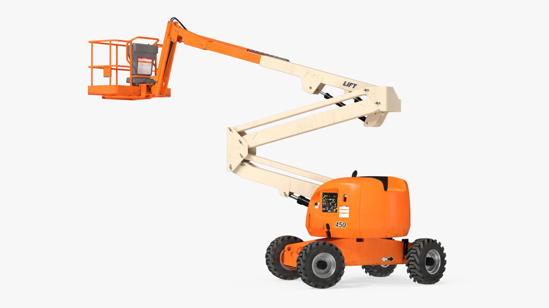 Telescopic Arm Work Platform Lift Orange Rigged 3D model preview