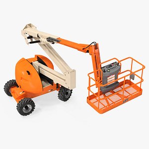 Telescopic Arm Work Platform Lift Orange Rigged