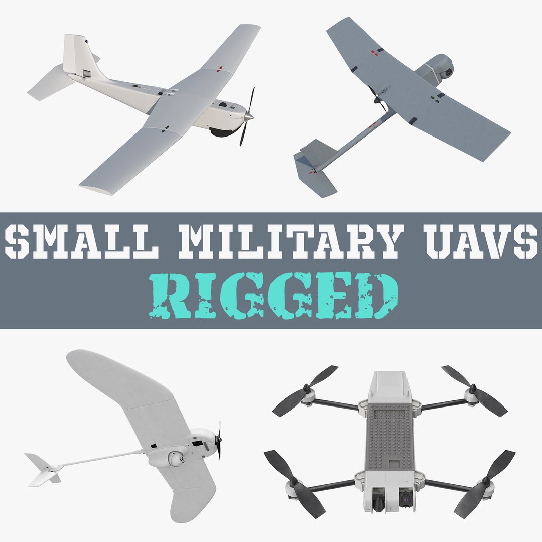 Small Military UAVs Rigged 3D Models Collection 3D model preview