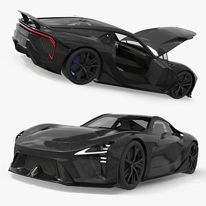 Aerodynamic Sport Concept Vehicle Black Rigged for Maya 3D model