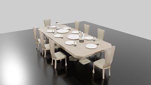 3D dining table chair set