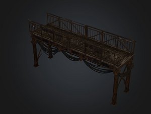 3D Rusty Industrial Footbridge with Cables