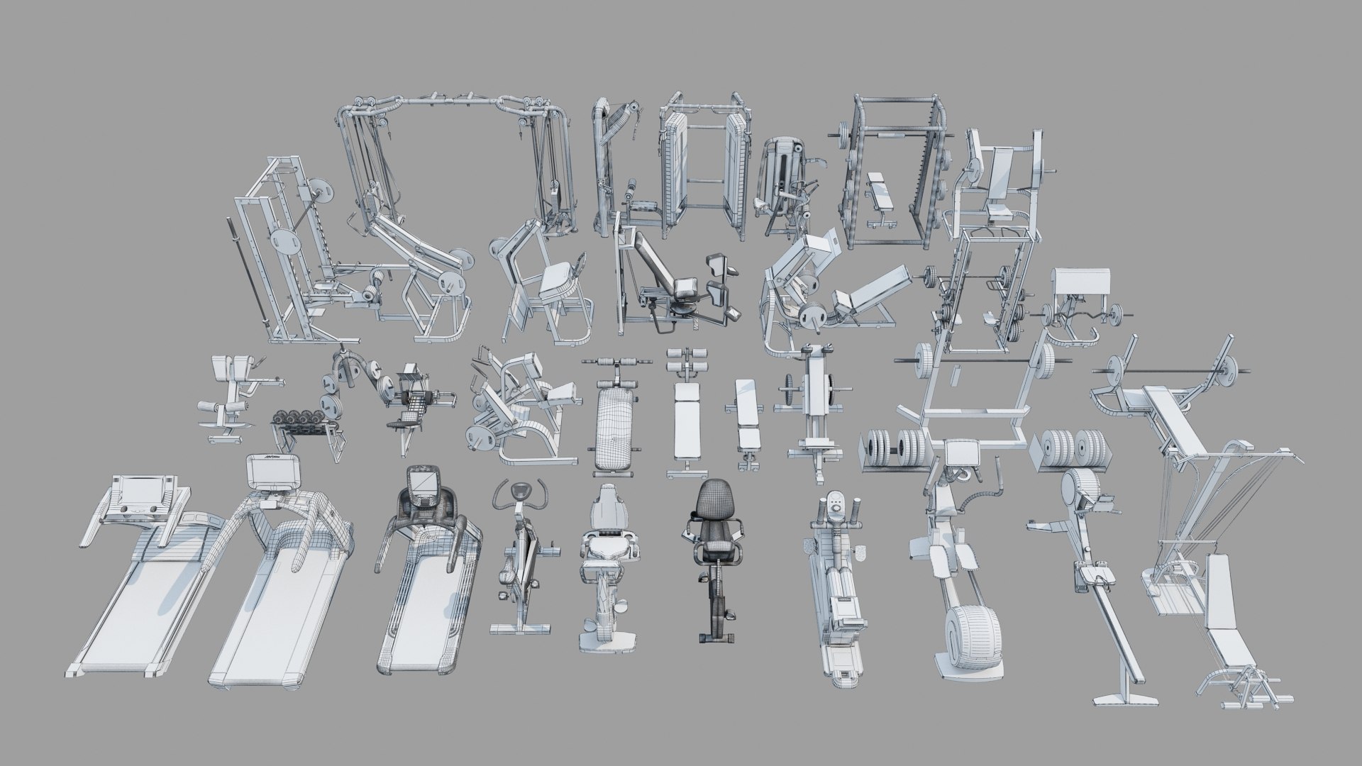 A Collection Of Fitness Equipment 3D Model - TurboSquid 2192872