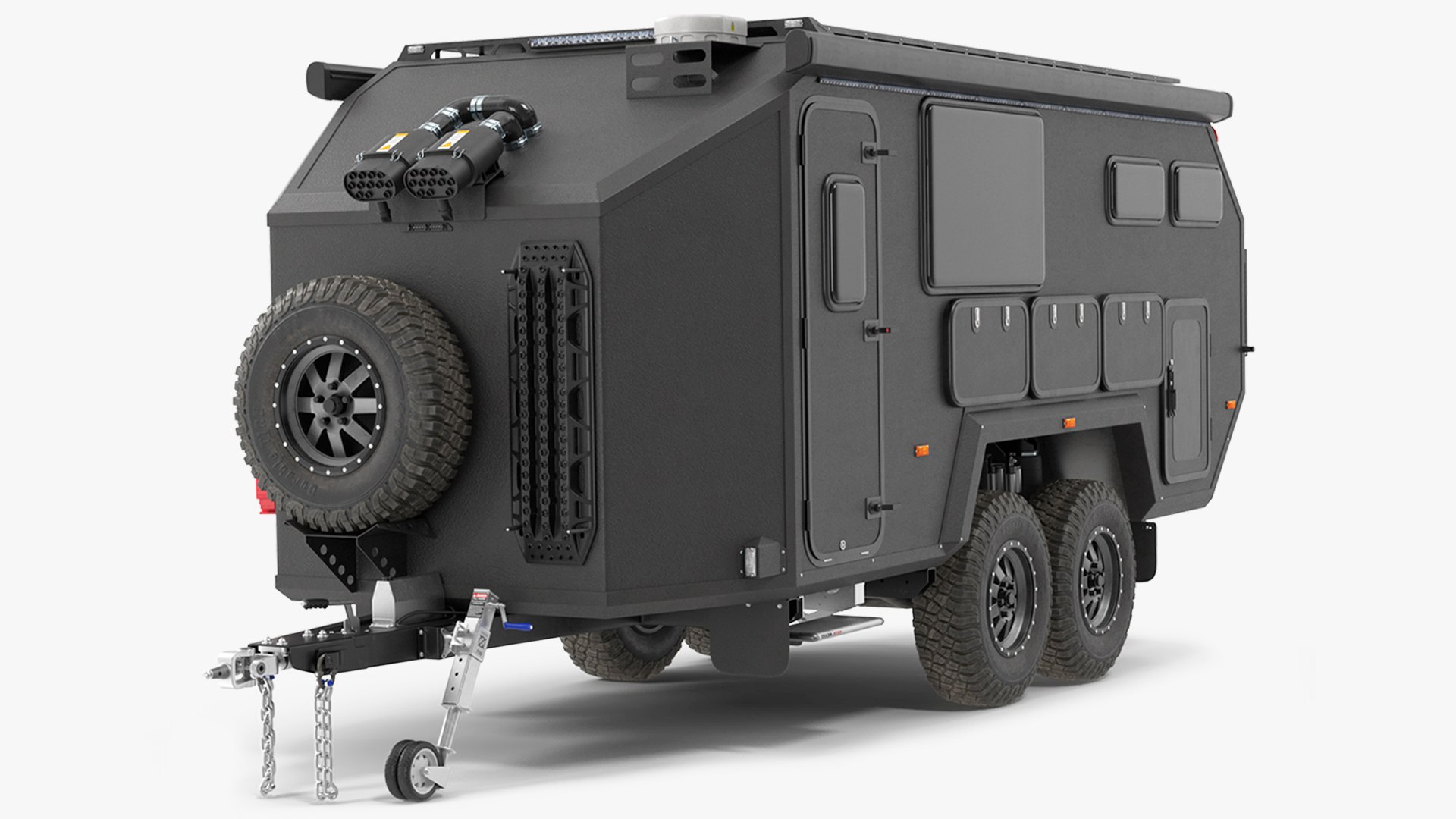 Expedition Mobile Home Black Rigged 3D model preview