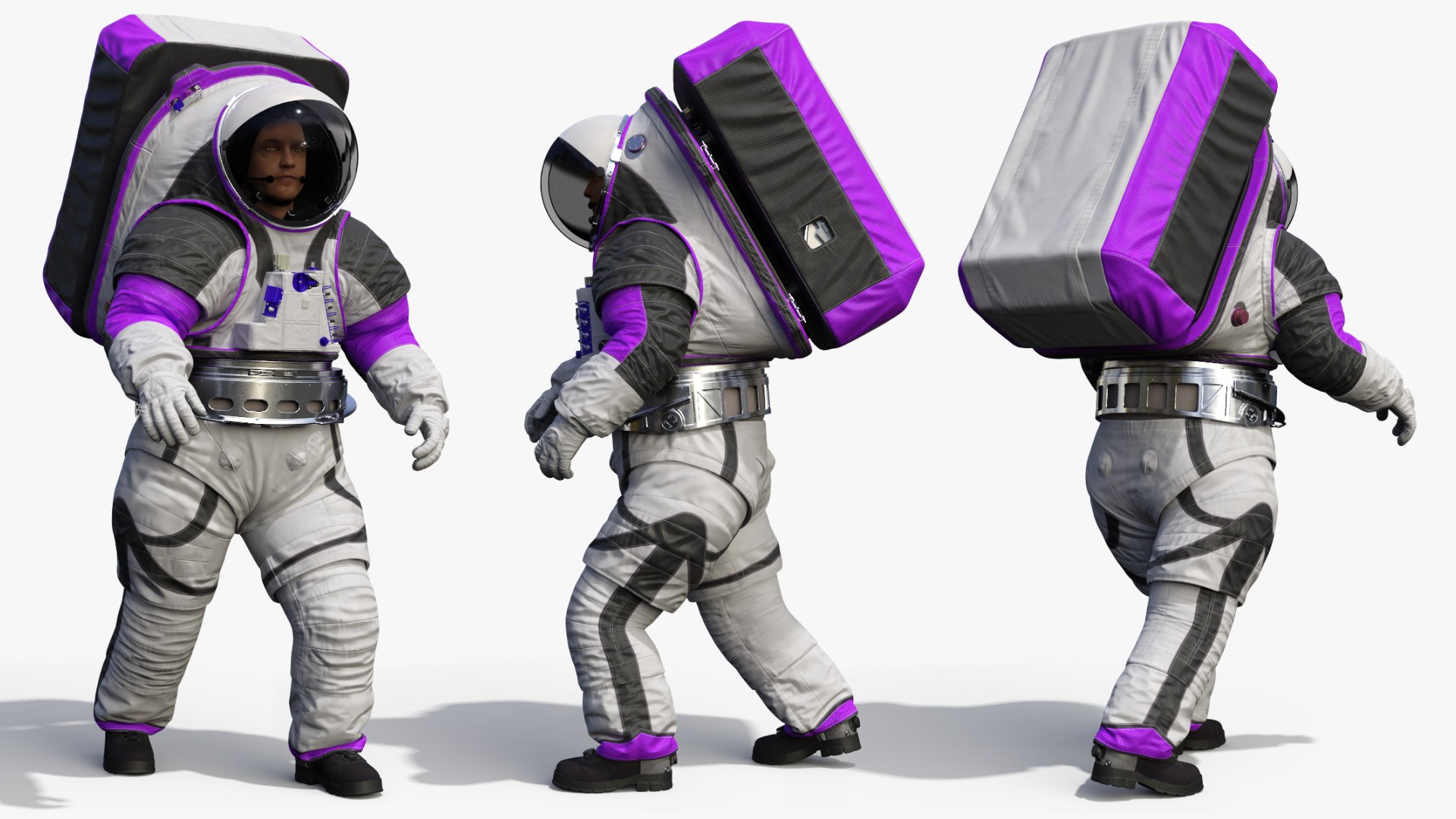 Astronaut Wearing xEMU Walking Pose 3D model preview