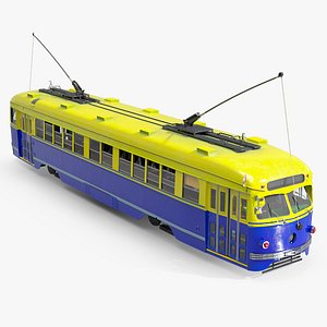 Antique Tram Yellow Blue