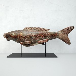 3D Hand-Carved Painted Fish Figurine