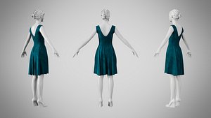 3D model Dress 21 Teal Velvet